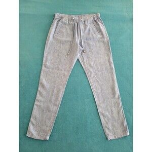 Lilly Pulitzer Taron Mid Rise Linen Pants Womens L Blue Drawstring Beach